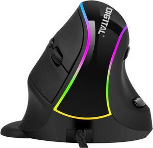 J-Tech Digital Ergonomic Mouse with Wired Connection, Removable Palm Rest, Thumb Buttons, 800, 1200, 1800, 3200 Adjustable DPI; Compatible with Windows and MAC OS [V638R]