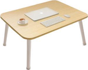 Laptop Stand for Bed, Lap Desk, Foldable Portable Lap Bed Tray, 23.6 Inch Floor Table for Drawing, Reading and Writing, Oak