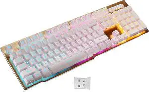 Backlit Keyboard,Wireless Fast-Charging Keyboard Suspended Keycap Illuminated Mechanical Feel Gaming Keyboard 104 Keys for Laptop Desktop PC (White)