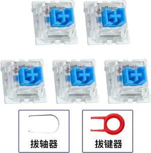Replaceable Outemu Cross Blue Switch for Mechanical Keyboard Push Button Switch 10 Pieces Set Keycap Puller and Switch Puller DIY Blue Switch (10 pcs, Blue Switch)