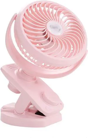 BENHAI Clip on USB Fan, Portable Mini Desk Fan 360° Rotation Angle Table Fan USB Fan for for Home Bed Office Outdoor Travel (Color : Pink)