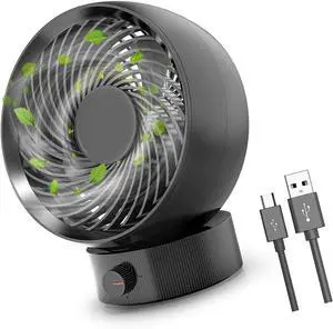 Portable USB Fan, 180° Rotation Angle Table Fan 2 Speeds Mini Desk Fan Quiet Fan USB Fan for for Home Bed Office Outdoor Travel (Black)