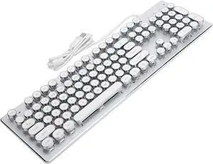 Computer Gaming Keyboard Retro Wired Gaming Mechanical Keyboard Key Portable Keyboard Click with 104 Keys Mixed Light Ergonomic Design Gaming Keyboard(White) Computer Gaming Keyboard Retro Wired Gaming Mechanical Keyboard Key Portable Keyboard Click with 104 Keys Mixed Light Ergonomic Design Gaming Keyboard(White)