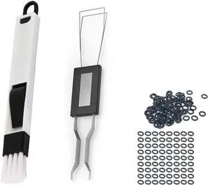 Keyboard Cleaning Tool Kit, Keyboard Cap Remover, Stainless Steel Keyboard Puller Keycap Removal Tool, Window Door Track Cleaning Brush, 200 o-Ring Switch Dampeners Thick (MULTI)