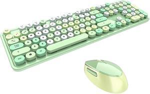 Retro Cute Clicky Typewriter Keyboard Wireless Bluetooth Mechanical Keyboard for Computer PC Laptop Notebook Mac Windows XP/7/8/10 (Keyboard and Mouse, 104 Keys Green)
