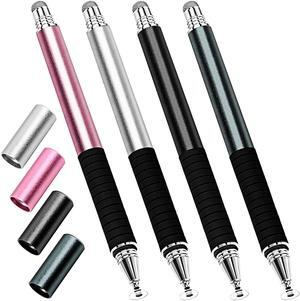 Capacitive Stylus Pen (4 Pack) Universal Stylist Pens 2 in 1 Precision Series Fine Point Disc Touch Screen for iPhone/iPad/Android/Tablet and All Screens