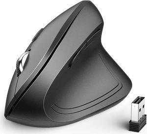 iClever Ergonomic Mouse, WM101 Wireless Vertical Mouse 6 Buttons with Adjustable DPI 1000/1600/2000/2400 Comfortable 2.4G Optical Mice for Laptop, Computer, Desktop, Windows, Mac OS (Black)