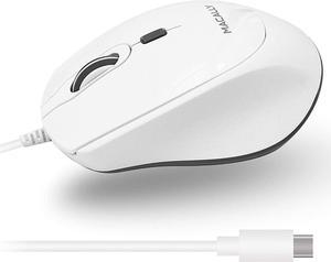 Macally USB C Mouse for Mac - Precise and Comfortable - Wired Type C Mouse for Macbook Pro Air|PC|iOS|Android - Ambidextrous Body, Multiple DPI, and 5ft Cable - Plug and Play Optical Apple Mouse USB C