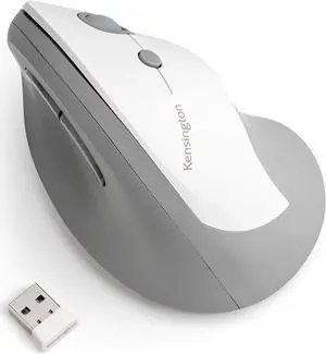 Kensington Pro Fit Ergo Vertical Wireless Mouse- Gray, White