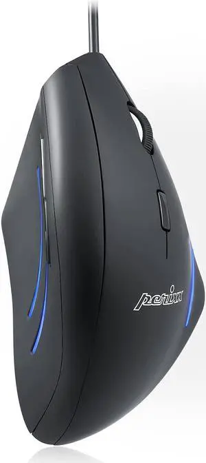 Perixx PERIMICE-508, Wired Programmable Vertical Ergonomic Mouse - 1000/1600 dpi - 5 Programmable Button - Natural Ergonomic Vertical Right handed Design