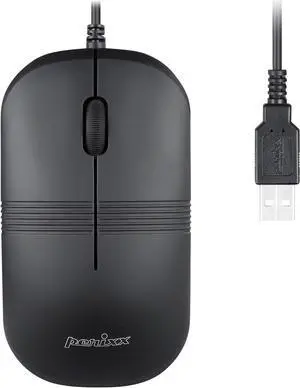 Perixx PERIMICE-503B Wired Optical Washable Mouse, Black (11419)