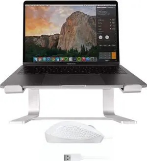 Macally Wired Mouse and an Ergonomic Laptop Stand, Relieve Pressure Off Your Body