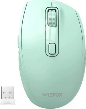 Wireless Bluetooth Mouse, WisFox Silent Mouse Easy-Switch to 3 Devices, Portable Cordless Mice for Laptop Computer PC (Mint Green)