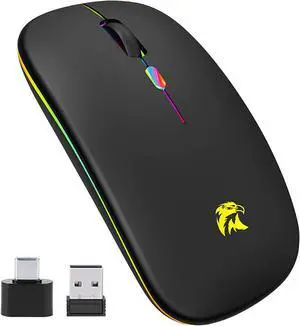 Wireless Mouse Bluetooth Mouse LED Slim Two Mode(Bluetooth and 2.4G Wireless) Rechargeable Led Mouse with USB and Type C Adapter 3 Adjustable DPI for iPad OS 13 MacBook Laptop Mac OS Wireless Mouse Bluetooth Mouse LED Slim Two Mode(Bluetooth and 2.4G Wireless) Rechargeable Led Mouse with USB and Type C Adapter 3 Adjustable DPI for iPad OS 13 MacBook Laptop Mac OS