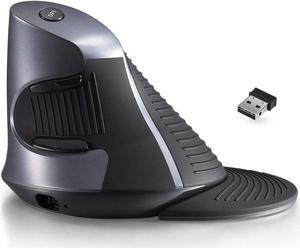 DeLUX Wireless Ergonomic Mouse, 2.4G Rechargeable Vertical Mouse with USB Receiver, 6 Buttons, 3 Gear DPI and Removable Palm Rest, Reduce Muscle Strain for PC Laptop Computer (M618G GX-Black)