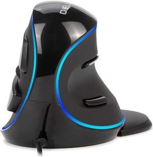 DELUX Wired Ergonomic Mouse with 7200DPI, Vertical Mouse Large with 6 Programmble Buttons, Blue LED Light, On-Board Software and Removable Palm Rest for PC Computer Laptop(M618PU-Black)