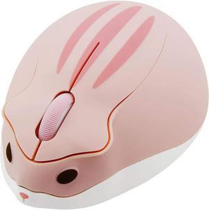 Cute Hamster Mouse,Wireless Mouse 2.4 Ghz 1200 DPI Less Noise Cartoon Animal Shape Portable Optical Mice with USB Receiver for Notebook Windows Computer PC Laptop Gift Kids(Pink)