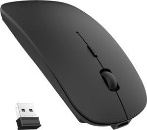 Wireless Mouse,Slim 2.4G Noiseless Mouse with USB Nano Receiver,Rechargeable Wireless Mouse for Laptop,PC,Computer,Notebook (Black)