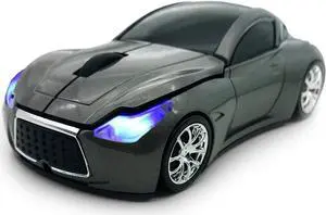 Wireless Car Mouse 2.4Ghz 3D DPI 1600 Cool Sport USB Gaming Mouse Mice for PC Computer Laptop Notebook Gray