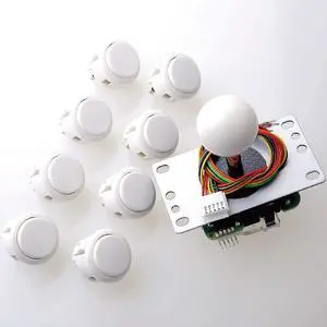 JLF-TP-8YT Joystick +  8 pcs OBSF-30 Push Button Bundle Kit Color : White - for Arcade Game 4 & 8 Way Adjustable, Compatible with Catz Mad SF4 Tournament Joystick S@NWA