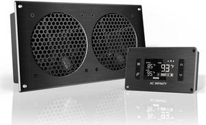AC Infinity AIRPLATE T7, Quiet Cooling Fan System 12" with Thermostat Control, for Home Theater AV Cabinets