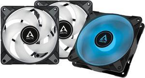 ARCTIC P12 PWM PST RGB 0dB (3 Pack) - 120 mm PWM case Fan Optimized for Static Pressure, case Fan, semi-Passive: 0-2000 RPM, 12V 4 pin RGB LED - Black