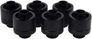 Alphacool Eiszapfen G1/4" to 10mm ID, 16mm OD Compression Fitting for Soft Tubing, Deep Black, 6-Pack Alphacool Eiszapfen G1/4" to 10mm ID, 16mm OD Compression Fitting for Soft Tubing, Deep Black, 6-Pack