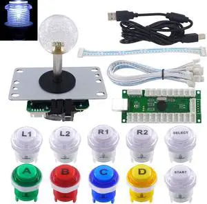 Arcade Stick DIY Kit 10x Buttons with Logo LED MX 8 Way Joystick USB Encoder for PC MAME Raspberry Pi Color Mix Arcade Stick DIY Kit 10x Buttons with Logo LED MX 8 Way Joystick USB Encoder for PC MAME Raspberry Pi Color Mix