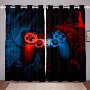 GOOESING Gaming for Gamer Video Game Gamepad Red Blue Game Controller Blackout Window Curtains Home Decor Fashion Curtains for Living Room Bedroom (Set of 2 Panels - 52Wx84L)