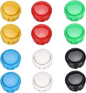 Arcade 30mm Push Buttons, QM070919 12pcs Arcade Joystick Game Console Buttons Gerrit Durable and Responsive Replacement Buttons for Arcade Joystick Game Console Parts & Accessories