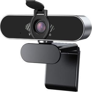 Webcam 1080P HD with Microphone & Privacy Cover, USB Web Cam with Live Streaming HD Video for Mac, PC, Computer and Laptop, Wide Angle Lens 1080P Web Camera with 360 Degree Flexible Mount