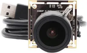 IMX323 Sensor Mini Wide Angle USB Camera Module with Microphone 180degree Fisheye Lens HD 1080P 0.01Lux Low Light Video Audio PC Camera UVC H.264 USB2.0 Embedded Webcam Board for Computer