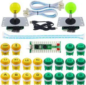 2 Player Arcade Game DIY Kit LED Button Zero Delay USB Encoder 2 Player Mechanical Keyboard Switch Arcade Joystick Controller PC Raspberry Pi 2/3