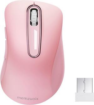 2.4G Wireless Mouse, 1200 DPI Mobile Optical Cordless Mouse with USB Receiver, Portable Computer Mice Wireless Mouse for Laptop, PC, Desktop, MacBook, 5 Buttons (Pink)