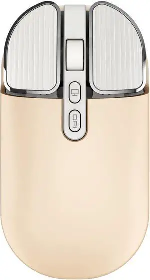 JieruiDeng 2.4G Wireless Rechargeable Mouse with USB Receiver,One Click Return to Desk,Mute Button,Power Saving, 2400DPI Optical Cute Girls Mouse for Laptop,Notebook,PC,Tablet (Cream-Colored)