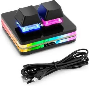 Ecarke Black 2-Key OSU Hot Swap Game Keyboards USB Wired RGB Mechanical Keypad,Autonomous Programming Macro with Software Switches