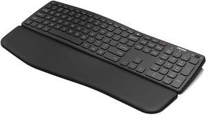 Arteck Bluetooth Keyboard Universal Wave Ergonomic Keyboard with Palm Rest MultiDevice Full Size Wireless Keyboard for Windows iOS iPad OS Android Computer Desktop Laptop Surface Tablet Smartphone