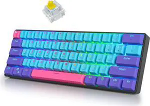 surmen 60% Wireless Gaming Keyboard 60 Percent RGB Backlit Hot-Swappable GT61 Mini Mechanical Keyboard Bluetooth Programmable (Gateron Yellow, Joker)