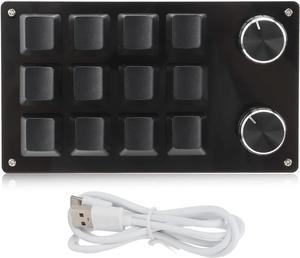 Macro Mechanical Keyboard, One Handed Macro Mechanical Keyboard 12 Key Multifunction DIY Programmable Keypad for Office Gaming Labsecurity Accessories (Black)