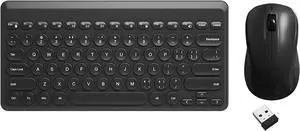 Compact Keyboard MouseCombo,JieruiDeng 79-Key Retro Mini Cute Computer Keyboard 2.4G USB Wireless and Silent Mice Set for Laptop Desktop PC iPad (Black)
