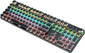 K820 Multimedia Mechanical Keyboard Retro Punk Button keycap Luminous Mechanical Keyboard Computer Game Wired Keyboard, BLACK, 45x14x3CM
