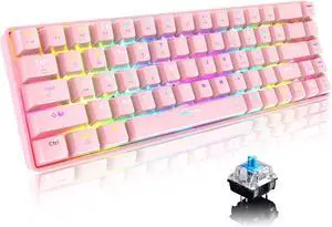 SELORSS T8 Pro 60% Wired Mechanical Gaming Keyboard,18 Chroma RGB Backlight,Compact 68 Full Anti-ghosting Keys,Replaceable USB C Cable&DIY keycaps,Tactile Switch for Gamer/Typist/PC/Win/Mac(Pink)