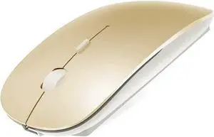 Rechargeable Bluetooth Mouse for MacBook/MacBook air/Pro/iPad, Wireless Mouse for Laptop/Notebook/pc/iPad/Chromebook (Gold)