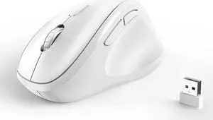 Ergonomic Wireless Mouse 2025 New Updated Smaller with USB-A Receiver for PC Computer, Laptop and Desktop, Ergo Mouse Vertical with Silent Clicks Long Battery Life, Up to 1600 DPI, White