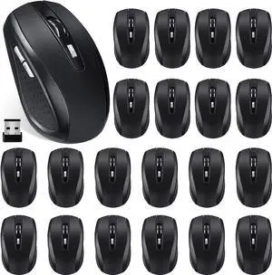Handepo 20 Wireless Mouse Bulk 1800dpi Wireless Mouse for Laptop, Silent Mouse with Wireless USB Receiver, Quiet Wireless Mouse with 6 Buttons, Compatible with Windows, Pc, Computer, Office, Black