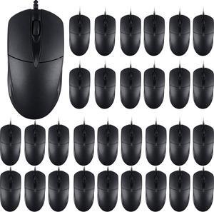 100 PCS Black Wired USB Computer Mouse Bulk 1000 DPI 3 Button Corded Mouse with Home Office Noiseless Simple USB Mouse for Computer Laptop Desktop PC(Black) (YX-Mouse100)