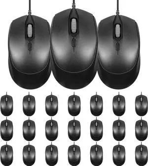 Sherr 24 Pcs Computer Mouse Pack Bulk Wired Silent USB Optical Corded Mouse with 3 Adjustable DPI Computer Mice Compatible with Laptop Desktop School Office Business Home Supplies