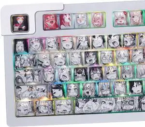 Gliging Translucent Keycaps PBT Dye Sublimation OEM Profile 108 Keycap Set Japanese Anime Keycap Keyset with Puller for Cherry Mx Gateron Kailh Switch Mechanical Keyboard (Anime Keycap)