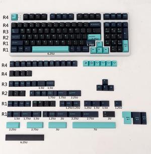 173 Keys Doubleshot Keycaps Cherry Profile Dark Hammerhead Shark Custom Keycaps Set for Cherry MX Gateron Kailh Box Switches Mechanical Keyboards