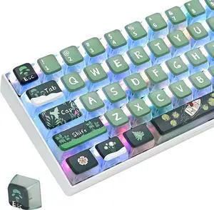 Fogruaden Pudding Keycaps 60 Percent, 118 Dye-Sublimation Keycaps Set, ASA Profile Custom Keycaps for Cherry Gateron MX Switches Mechanical Keyboard(Green Rainforest)